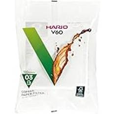 Hario V60 kaffefilter papper vita 100 ark, storlek 3-100 st, förpackningen kan variera