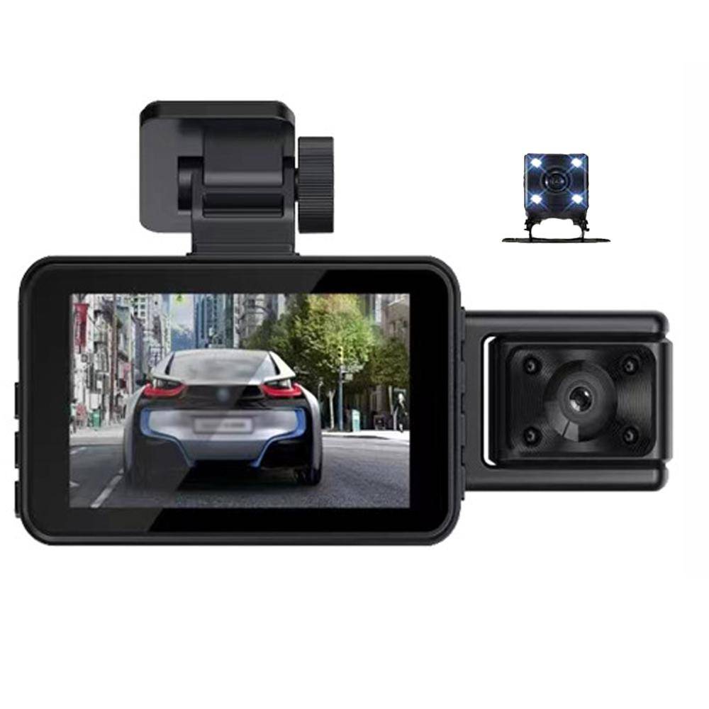 3 kameror Dash Cam Parkeringsövervakning Tydlig Bil Backspegel Bil Videoinspelning Videokamera bred svart