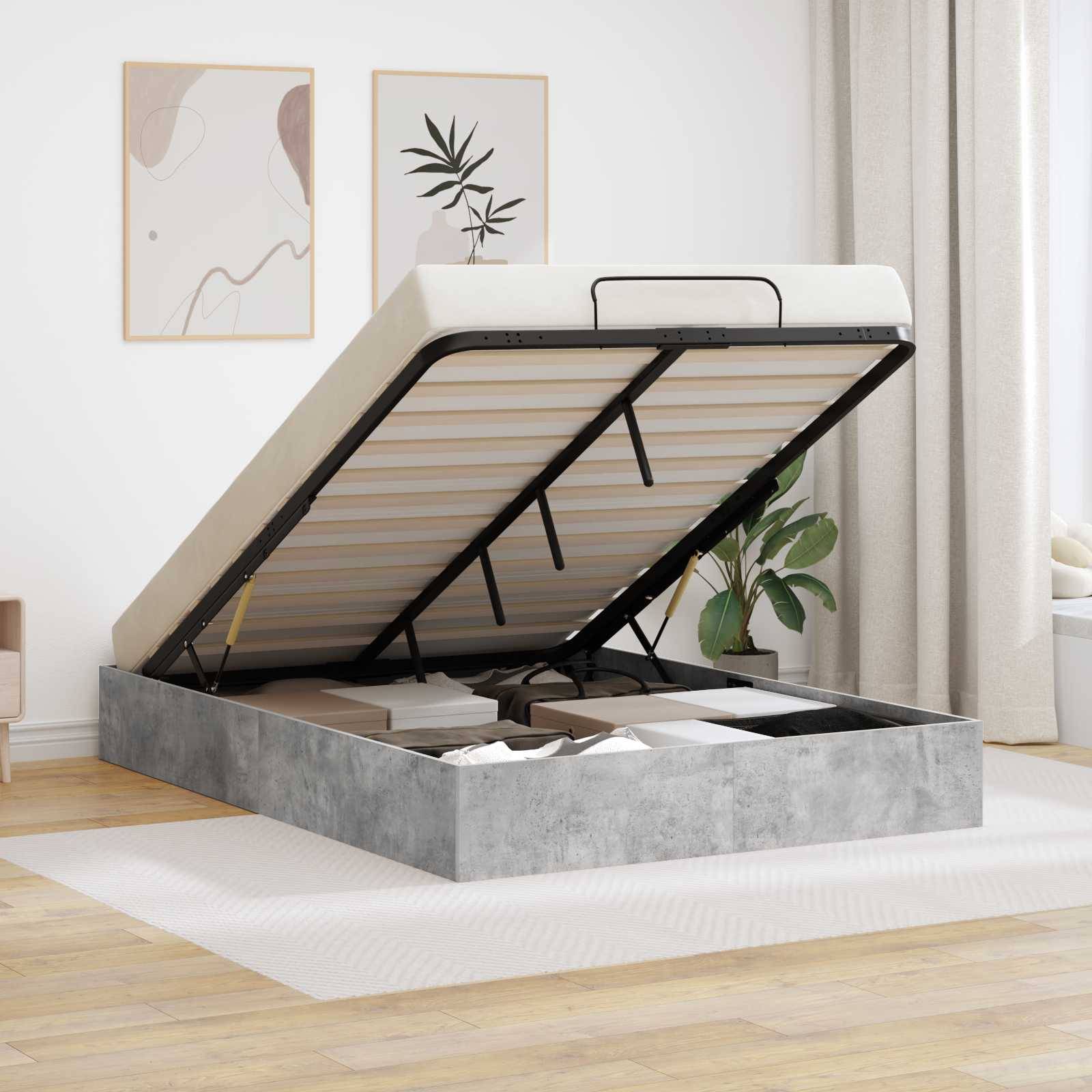 vidaXL Ottoman Sängram BetongGrå 120 x 200 cm Konstruerat trä