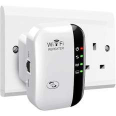 WiFi Extender 2024, WiFi Forstærker, WiFi Repeater, Dækning op til 3000 kvm, Forbind 45 Enheder, Internet Forstærker Hvid