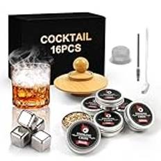 Cocktail smokerkit, whiskytillbehör smokersats med 6 smaker trächips, gammal modern whiskysmoker drinkkit, en fantastisk present till fäder, makar, vänner och cocktailälskare