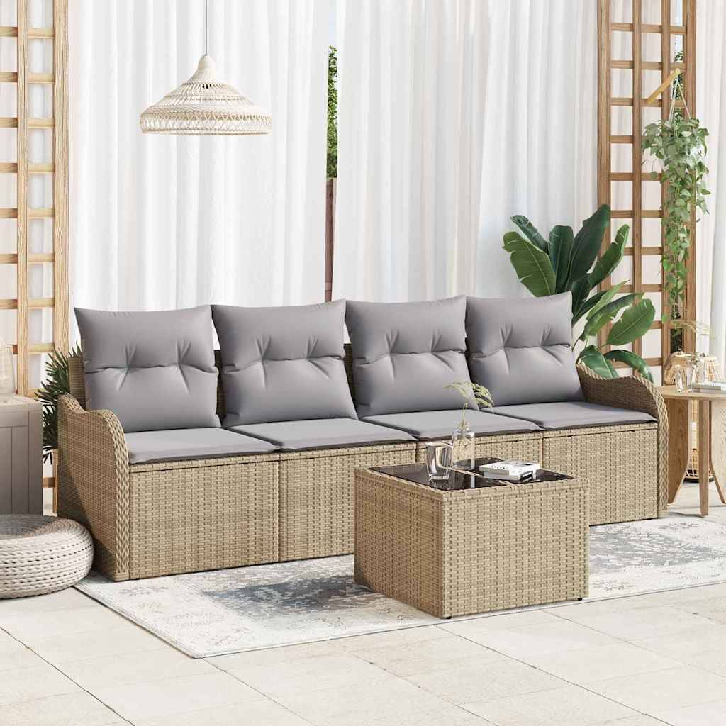 vidaXL Havesofa Sæt Beige polyrattan