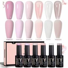 10ml Nakenrosa Jelly Gel Nagellack, Vår Sommar Färsk Rosa Färg Nagellack Set Blötlägg UV LED-lampa Nagellack För Nagelkonstsalong Gör det själv hemma - Multifärgad