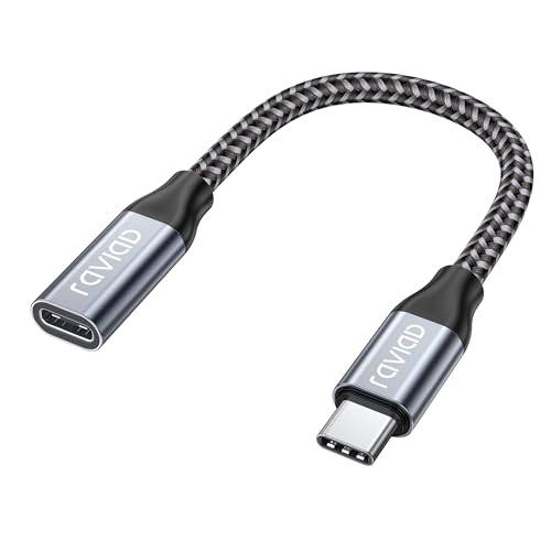RAVIAD USB C Verlängerungs Kabel 50CM, USB Type C 3.2 Verlängerung Unterstützt 10Gpbs/100W und 4K@60Hz Kompatibel mit iPhone 15 Pro Max, MacBook Pro, Pad Pro, XPS 15, Galaxy S24/S23