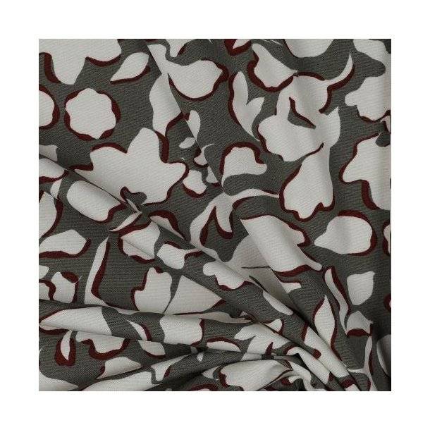 Viscose poplin stretch Big flowers, Taupe