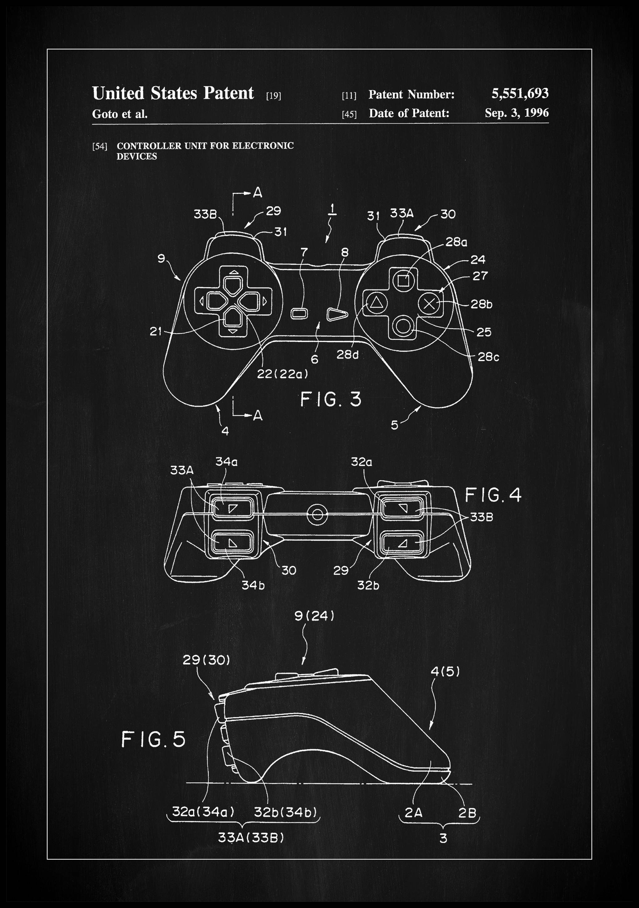 Patent Print - Game Controller II - Black Poster (30x40 cm)