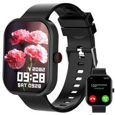 Het ny smartklocka för unisex med silikonarmband i 1 st, stöder samtal, stegräknare, kaloriräknare, multisportlägen, alarm, samtals- och meddelandepåm (En-Storlek)
