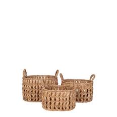 Tova - Baskets, Water Hyacinth, Natural, Set Of 3 Home Storage Storage Baskets Brown House Nordic