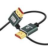 Thsucords Ultratunn 8K HDMI 2.1 90 Graders Högerhörn kabel 3M, Flexibelt Smalt Höghastighetskabelstöd 4K @ 120Hz 8K @60Hz Kompatibel med Roku TV/HDTV/PS5/Blu-ray