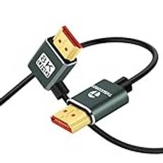 Thsucords Ultratunn 8K HDMI 2.1 90 Graders Högerhörn kabel 3M, Flexibelt Smalt Höghastighetskabelstöd 4K @ 120Hz 8K @60Hz Kompatibel med Roku TV/HDTV/PS5/Blu-ray