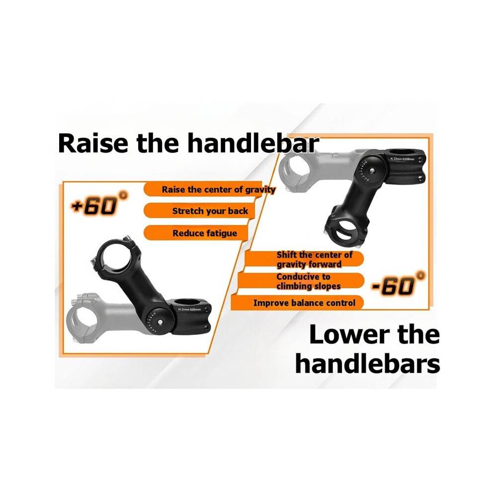 Adjustable Handlebar Stem From 0-60 Degrees, Mountain Bike Stem Riser 31.8mm X 110mm, for Mountain Bikes
