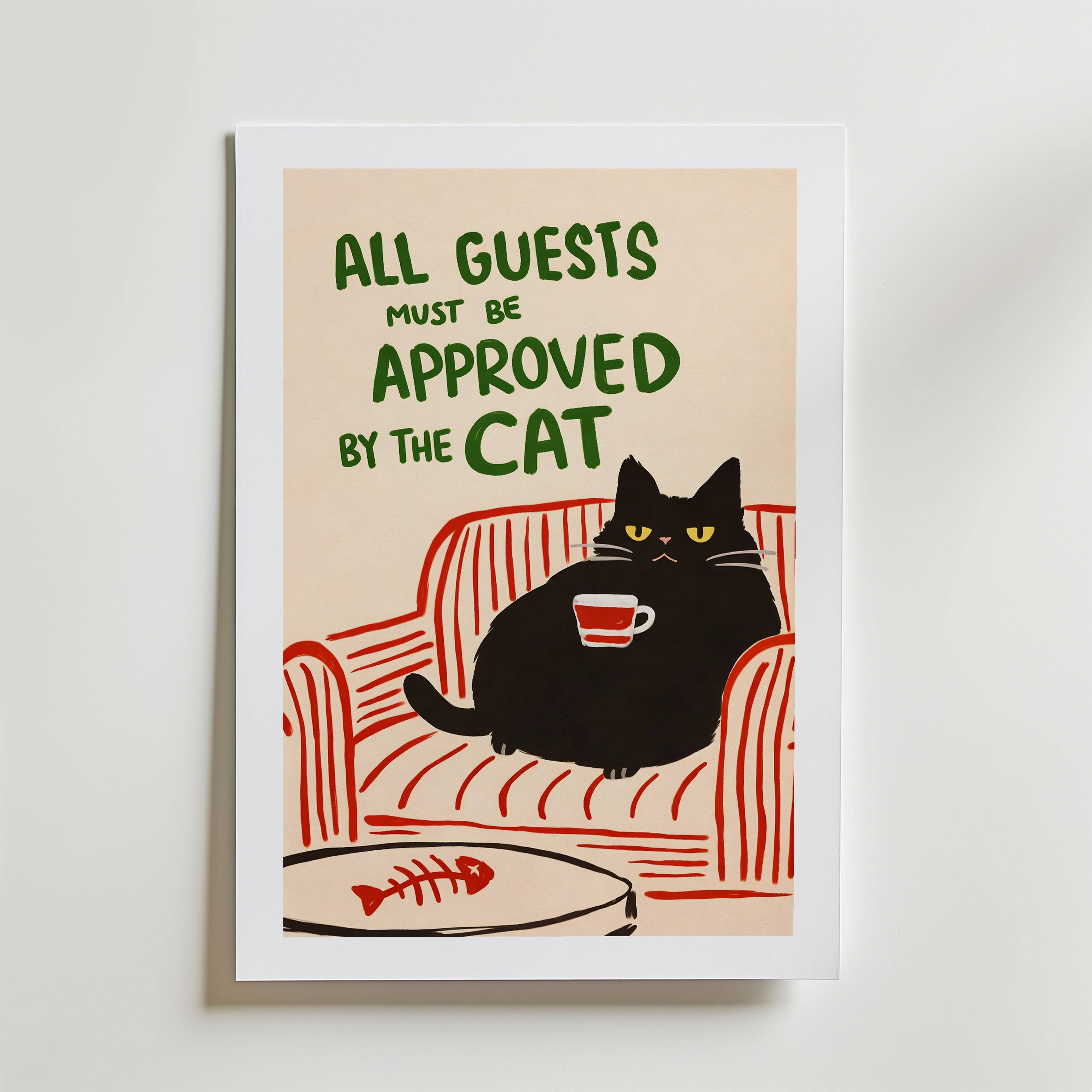 Approved by the Cat Poster - Fine Art Poster 21x30 cm Med passepartout
