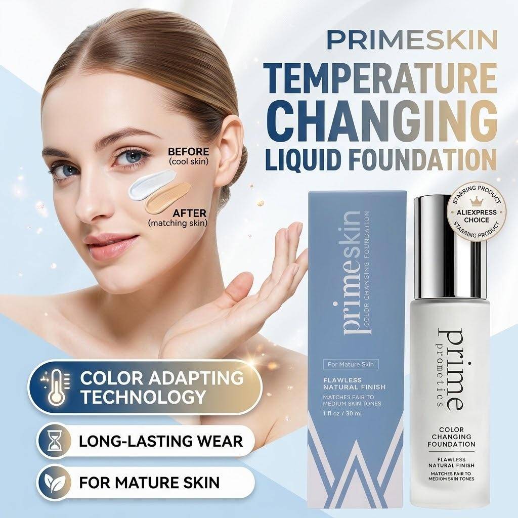 Prime Prometics Color Changing Foundation 30ml Tone Matching Liquid Makeup Flawless Natural Finish Waterproof Face Base Cream