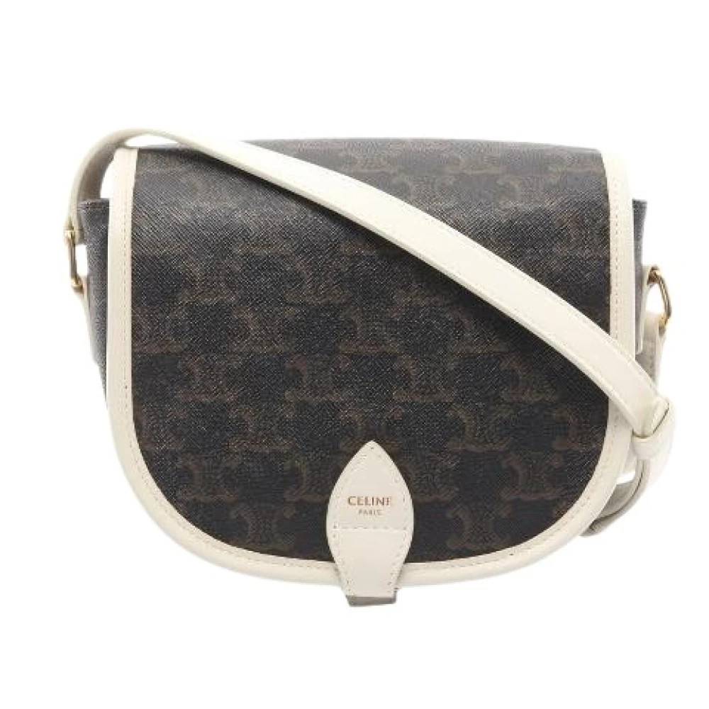 Celine Vintage - Pre-owned Folco Medium PVC Coated Canvas Läder Axelväska Vintage - Dam - ONE Size - Läder