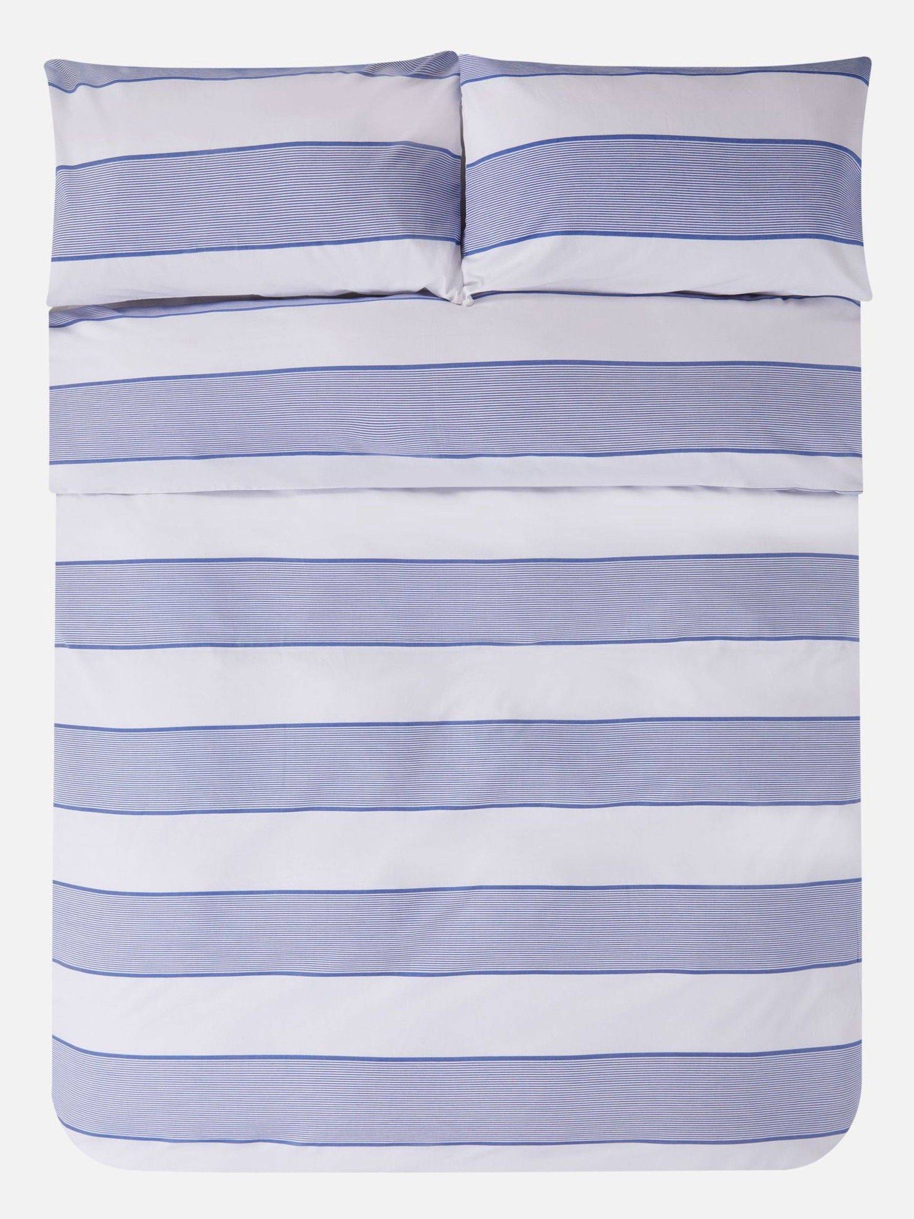 Jasper Conran London Jasper Conran London Blue Woven Pinstripe 100% Cotton Double Duvet Set