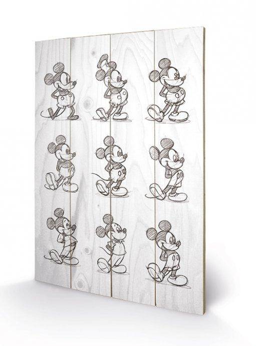 Disney - Printing On Wood 40X59 - Mickey Mouse Multi Black / White