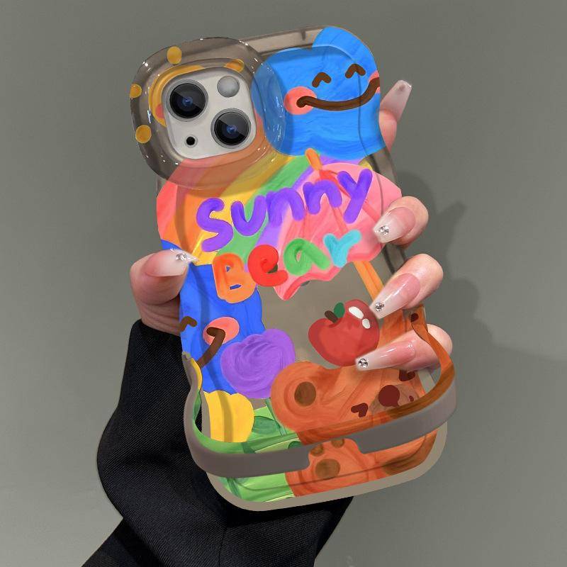 Graffiti Bear Rainbow Duck Pendant Applicable To IPhone16 Apple Phone Case 15 Promax Double Stand 14 Fun 13 iphone 14 promax