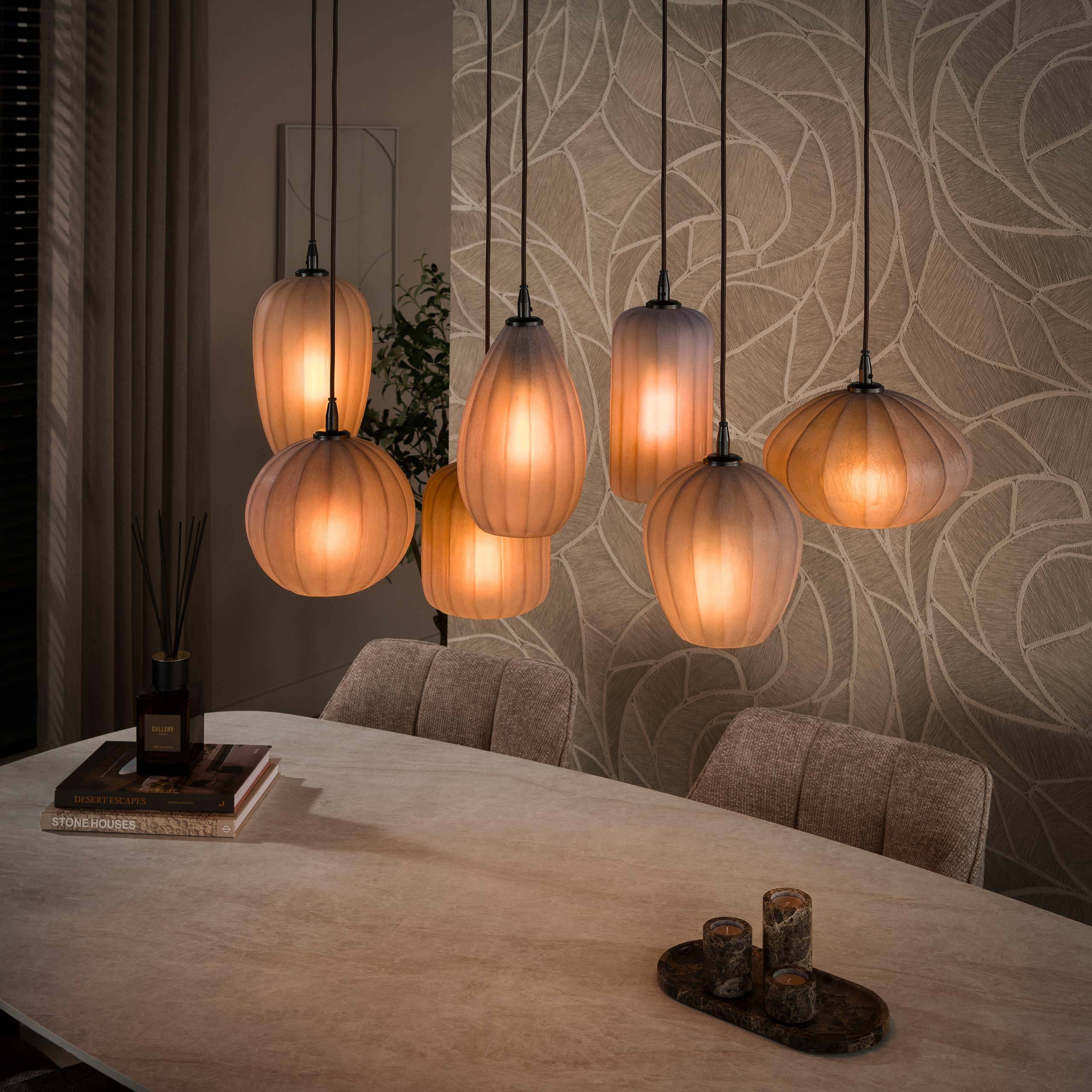 Fuji - Loftlampe i frosted brunlig glas med syv kupler Levering med pære(r)