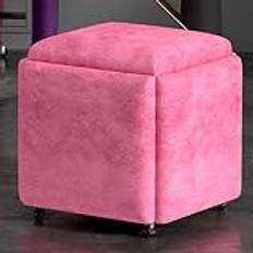 Stool Cubes, 5 in 1 Nesting Ottoman Cube Chair, Movable Footstool, Stackable Sofa Chair Stools, Rolling Chair for Living Room Bedroom for Living Room, Dining Room,04,Small