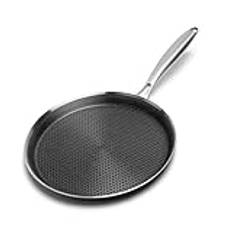 Innerwell Crepe-panna i rostfritt stål 30 cm, stor omelettpanna med non-stick-beläggning, vaxkakepannkaks-induktion, PFOA-fri