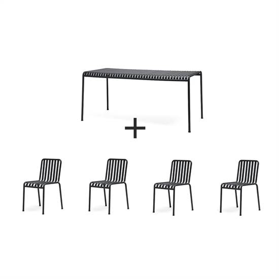 Hay - Palissade sæt - bord + 4 stole / Chairs - Anthracite