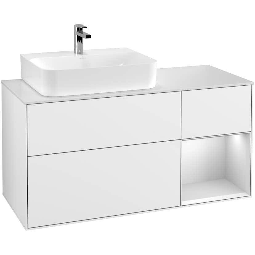Tvättställsskåp Villeroy & Boch Finion med 3 Lådor Hylla och Bänkskiva för Ocentrerat Tvättställ