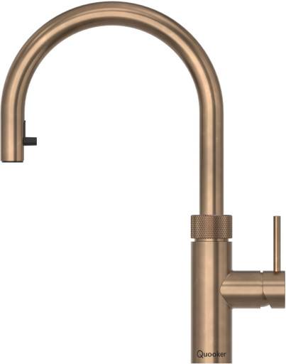 Quooker Flex Round køkkenarmatur, udtrækstud, bruneret messing