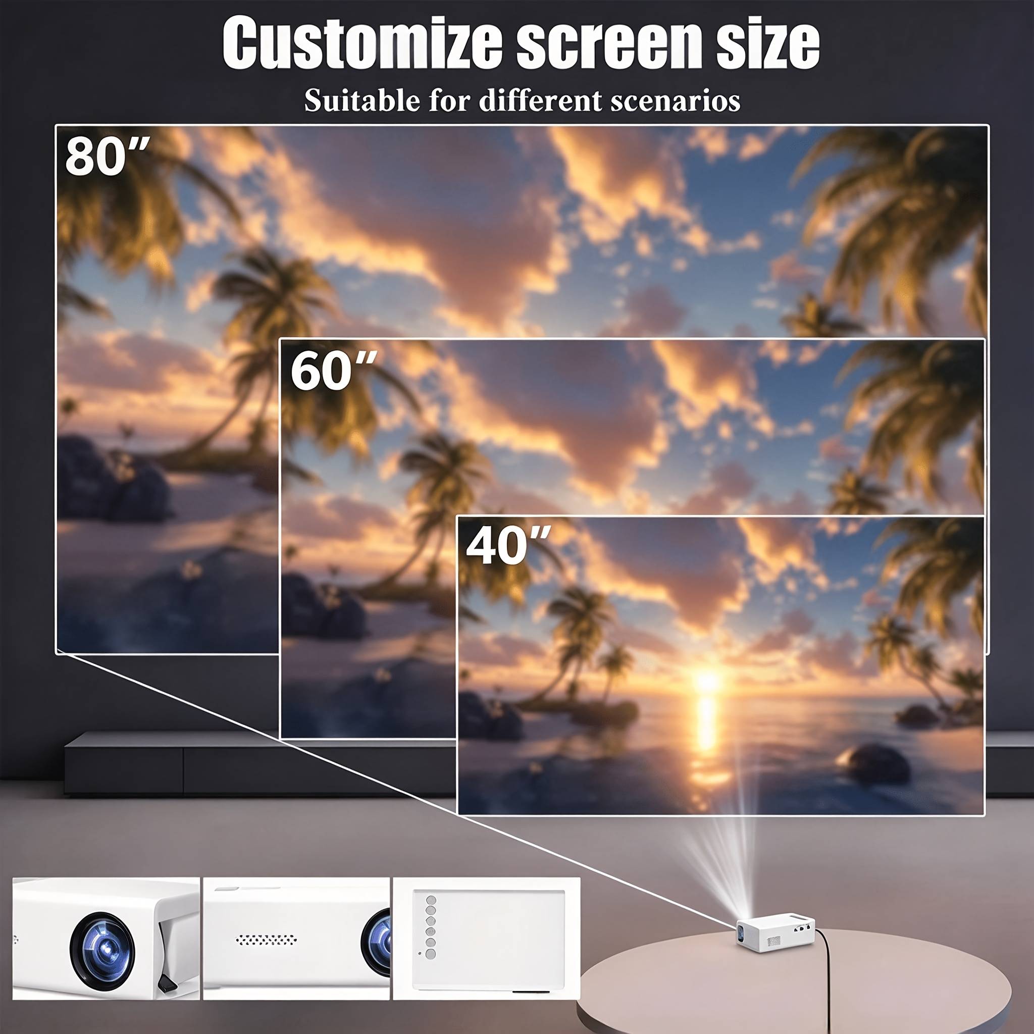 Hy680 2026compact Mini Projector For Home Use, Usb Wired Theater Projector, Compatible With Usb, Smartphones, Ipads, Tv Boxes, And Laptops - High Definition Video Projector For Films And Presentations