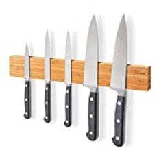 Joeji's Kitchen Bamboo magnetisk knivhållare 40 cm magnetisk knivhållare för vägg idealisk för köksknivar & tillbehör Träknivmagneter för väggar Magnetisk knivremsa