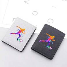 1 Pc, Football Theme Printed Men&#39;s Wallet, Casual Double Fold Wallet, Lightweight Multi Card Slot, Perfect Gift For Him, Daily Accessories - Multicolor - Black,Grey
