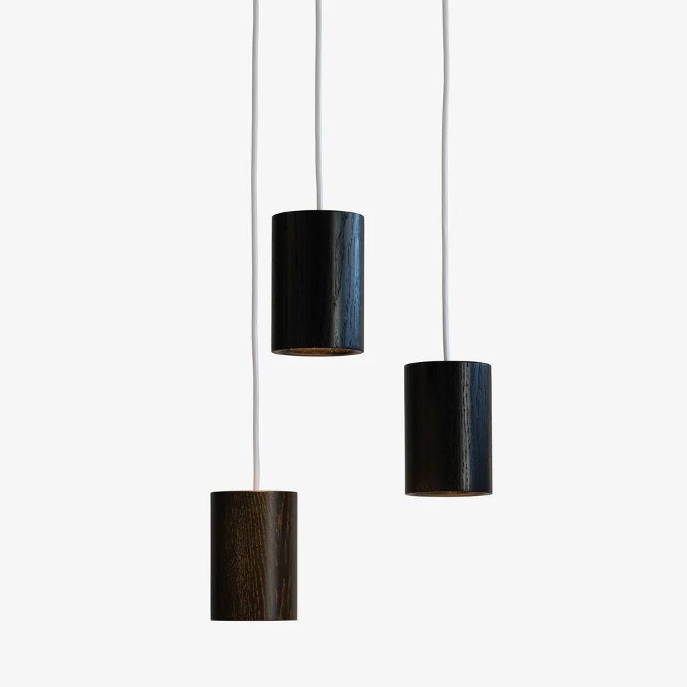SOLID Pendant kegle Terence Woodgate - 3 pendler inkl. roset / Sort bejset egetræ
