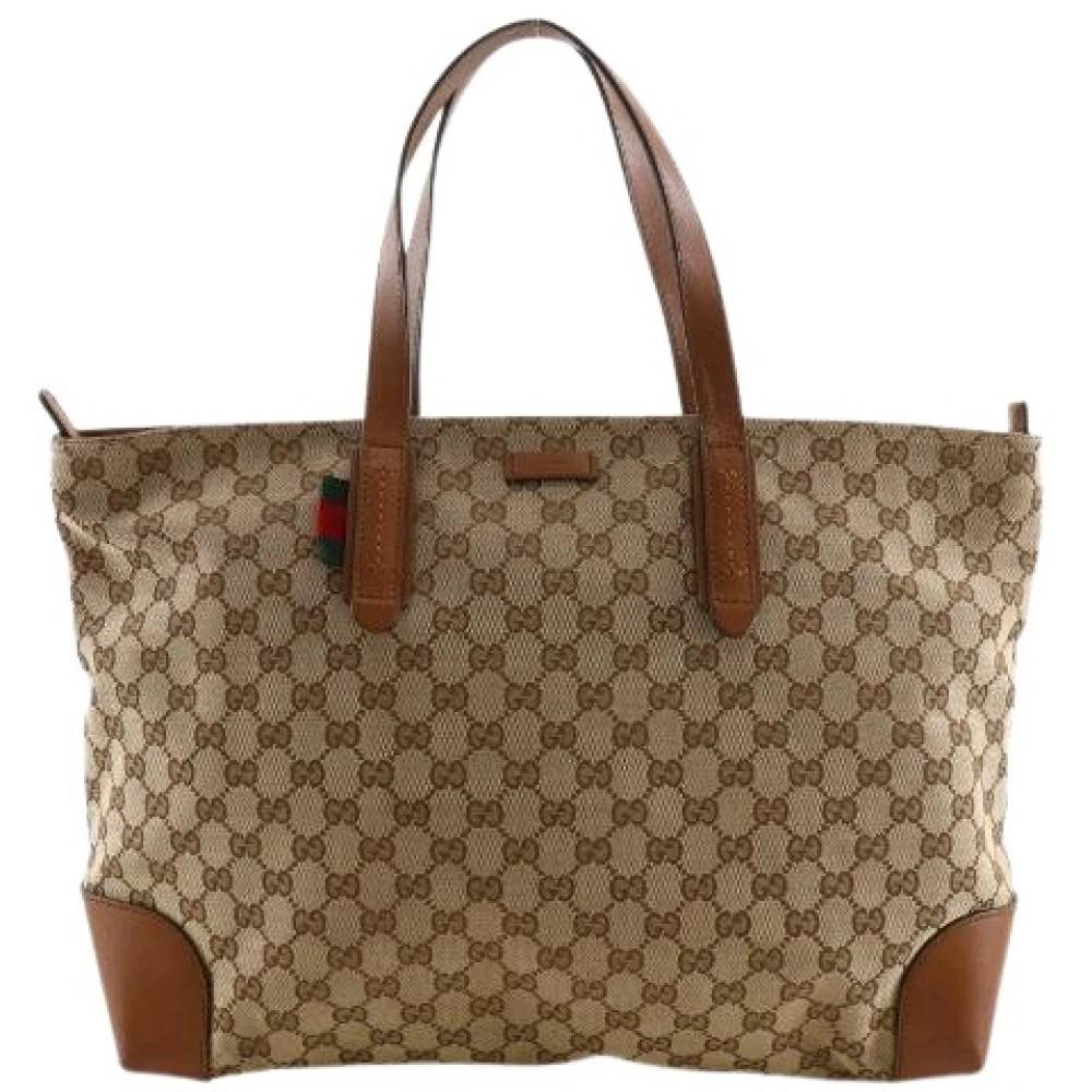 Gucci Vintage Pre-owned GG Canvas Tote Bag - Vintage - Dame - Brun - ONE SIZE - Læder