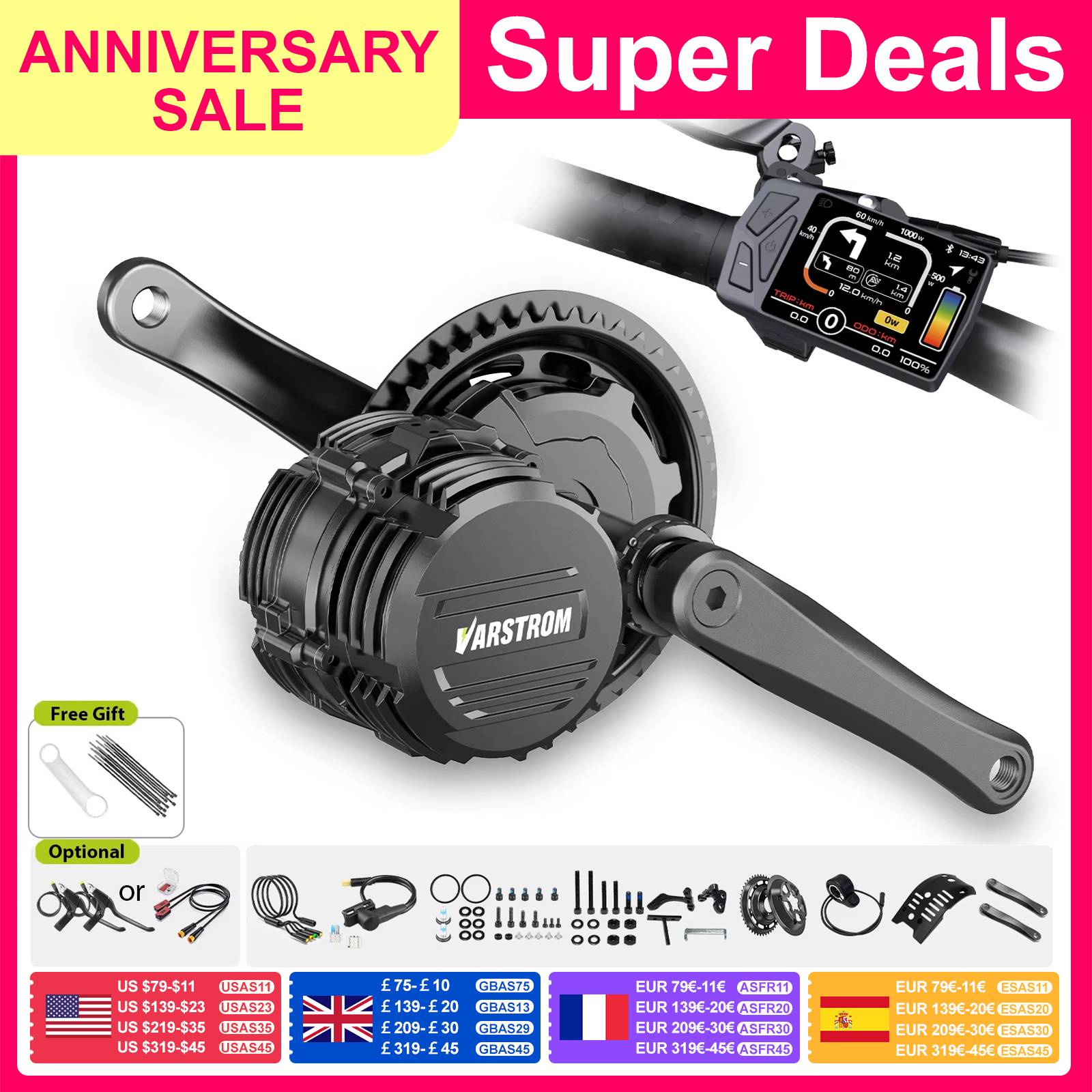 Tongsheng TSDZ8 750W TSDZ2B 250W 500W TSDZ16 1000W Motor Kit Mid Drive Torque Sensor e bike kits Conversion Engine Electric Bike