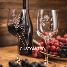 1 st 540 ml/19 oz Anpassningsbart vinglas med stammar, personligt födelsedagsblommigt glas, skräddarsydd morsdagspresent, brudtärnaförslagsglas, födel - transparent (1 st 540ml\19oz anpassat vinglas)