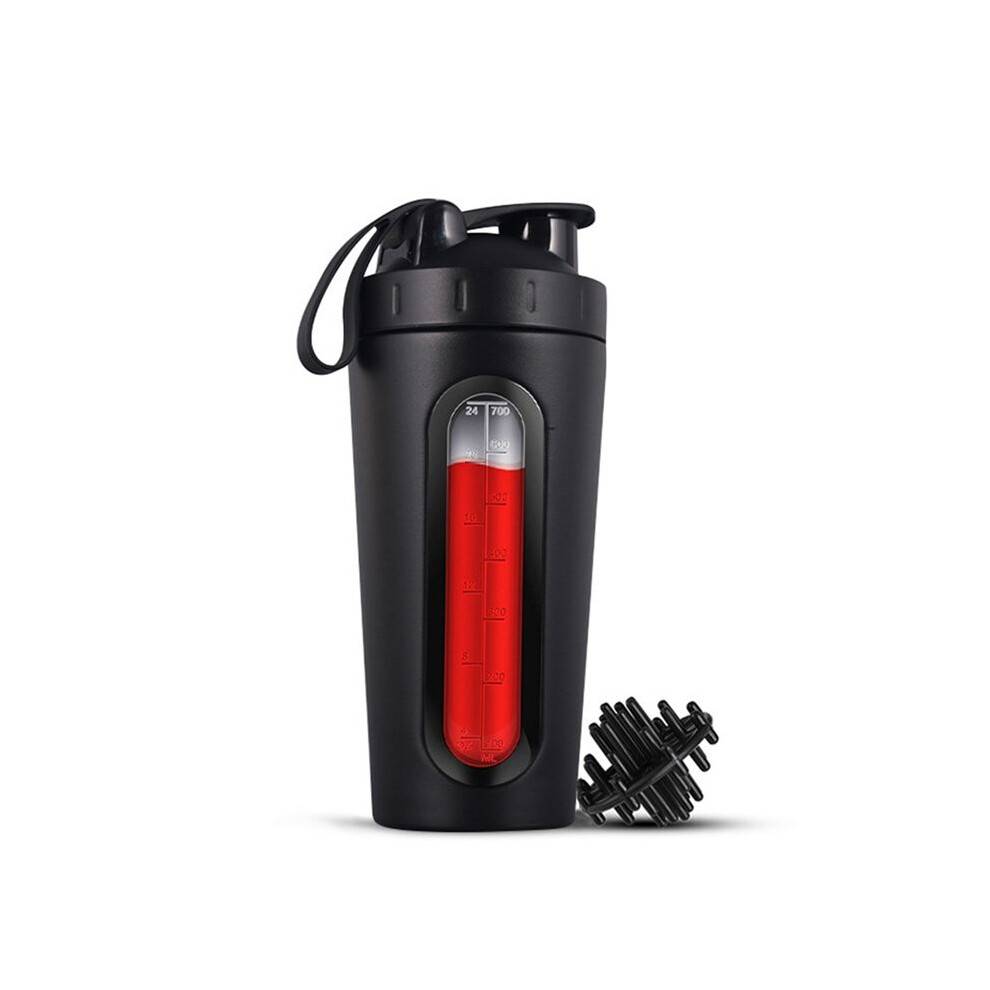 Shaker Bottles for Protein Mixes Stainless Steel Protein Shaker Not Stays Cold/Hot, Visible Window Metal Shaker Cups-B