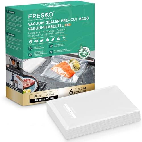 Fresko 100 st silver aluminium vakuumtätad återanvändbar rektangulär 28 x 40 cm professionell kvalitet dammsugarpåsar med självförslutande stängning