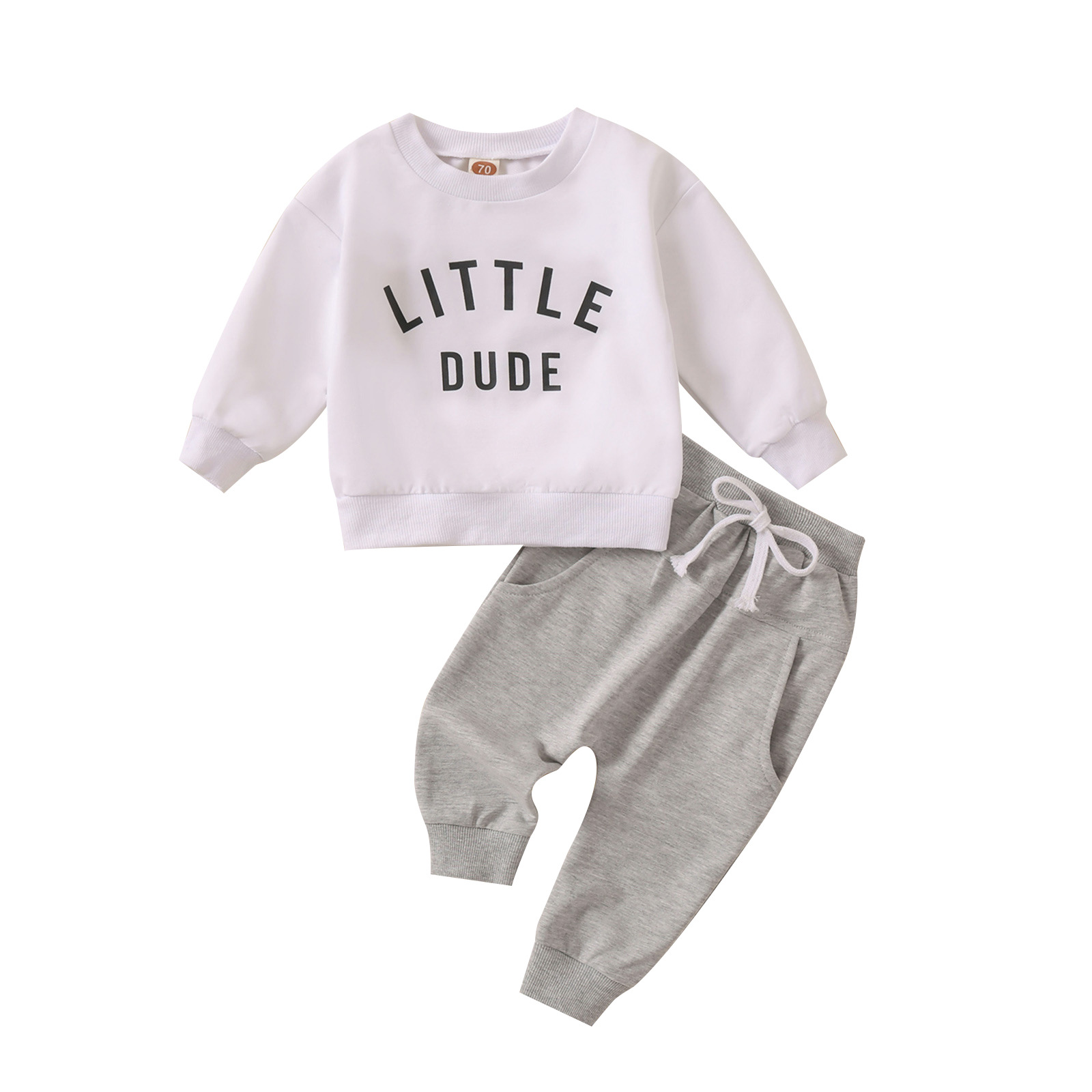 Mini Fashion™ - Tufft "Little Dude"-set i bomull Vit / Storlek 100 (18-24 månader) | Pedagogiska Träleksaker