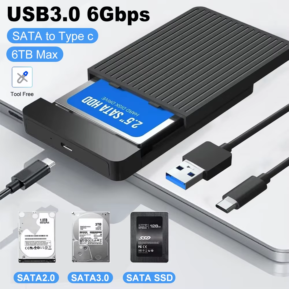2.5 Inch SSD Case External Hard Disk Drive Adapter SATA HDD Enclosure USB C 3.1 6Gbps For PC MacBook Laptop HD Disk Storage Box