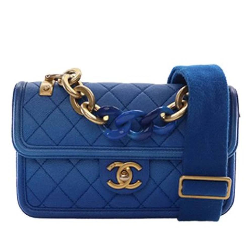 Chanel Vintage Pre-owned Sunset On The Sea Flap Bag - Vintage - Dame - Blå - ONE SIZE - Uld