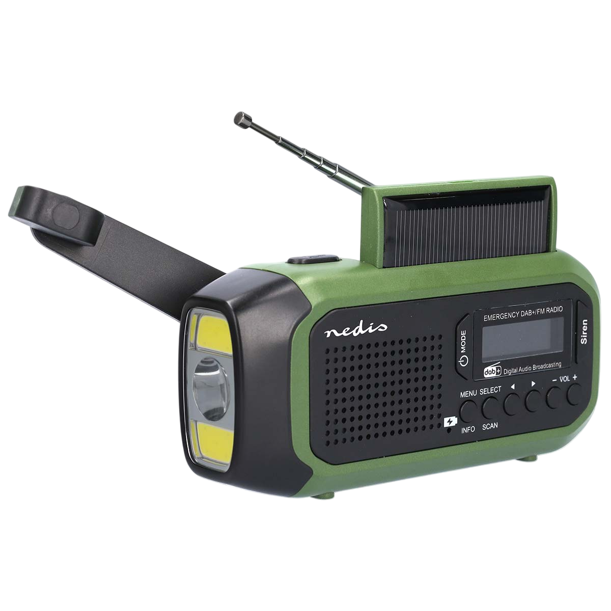 Nödradio FM/AM/DAB med vev, solarpanel och Powerbank