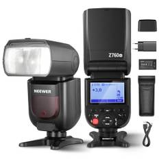 NEEWER Z760-N TTL Blitzlicht Speedlite kompatibel mit Nikon DSLR, 76Ws GN60 2,4G 1/8000s HSS Blitzgeräte, TCM Konvertierung 7,4V/2600mAh Lithium Akku Ladegerät Set, 480 Blitz mit voller Leistung
