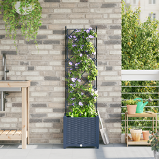vidaXL Haveplantekasse med Trellis Grå 40x40x143 cm