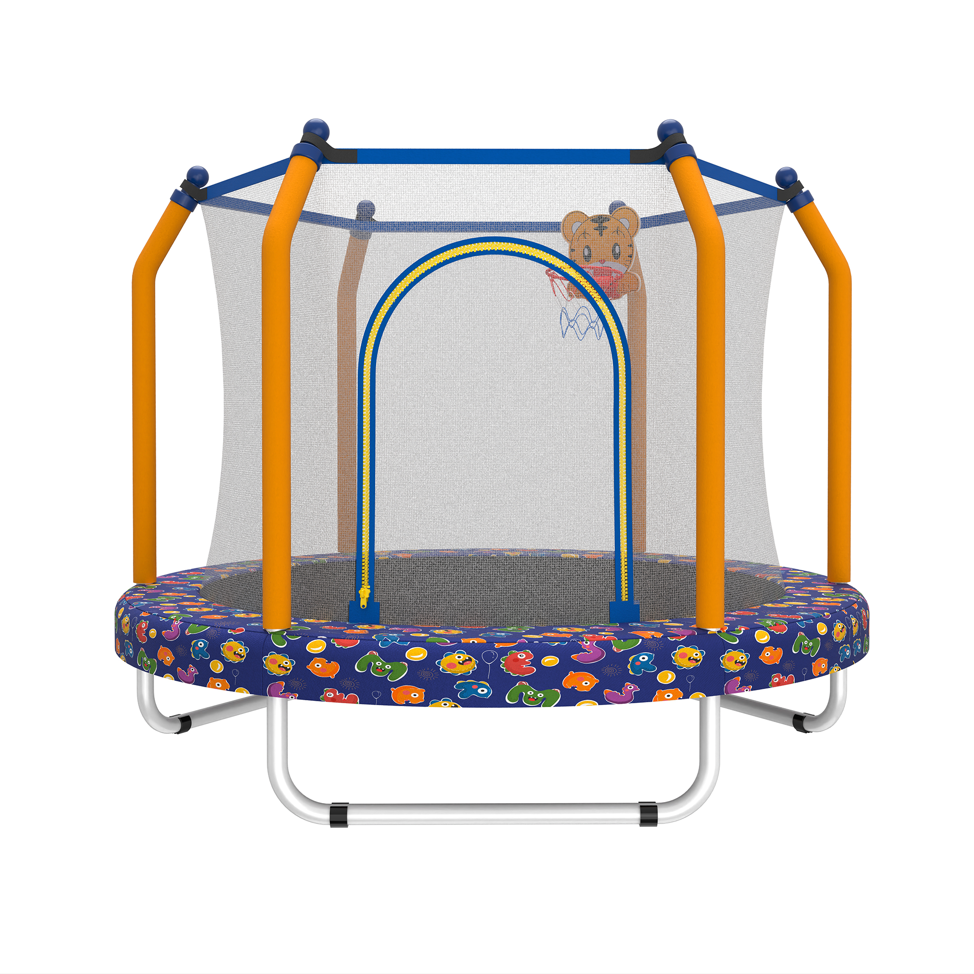 55-inch Trampoline for Kids Indoor & Outdoor Small Toddler Trampoline with Basketball Hoop