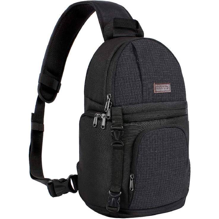 MOSISO Camera Sling Bag, Photography Shoulder Bag Compact Camera Backpack beige
