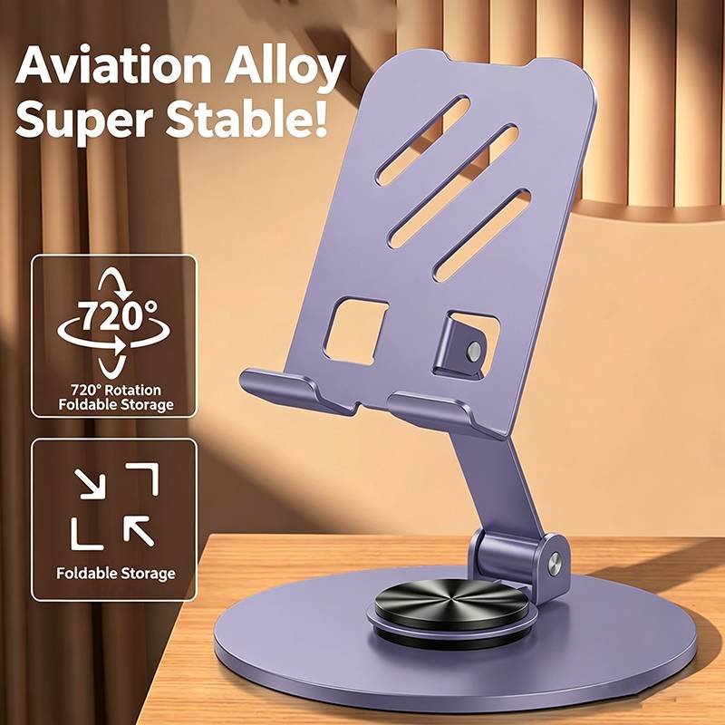 2026 New Aluminum Alloy Phone Stand 720° Adjustable Desk Phone Holder Foldable Portable Tablet Stand for Office Home Video Call