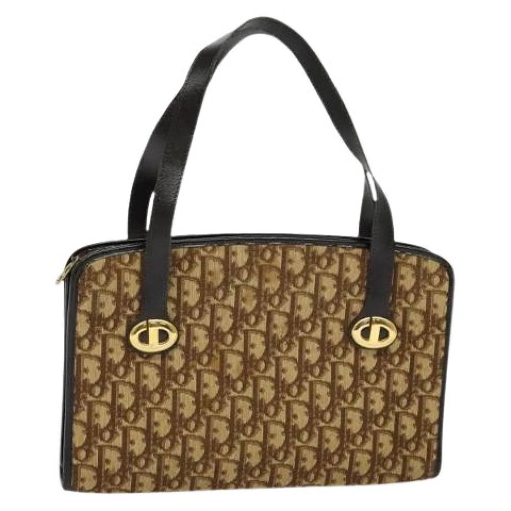 Dior Vintage Pre-owned Trotter Canvas Håndtaske - Vintage - Dame - Brun - ONE SIZE - Uld