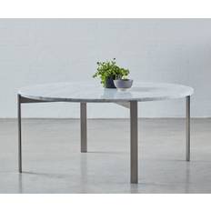 Mølballe Camp Nou Sofabord - Hvid Carrara Marmor - Rustfri Stål - 55 cm. / Ø120cm.