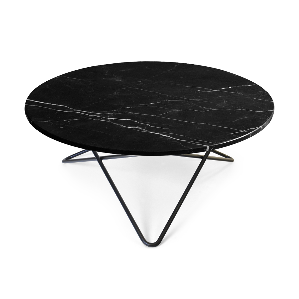 Ox Denmarq Large O table marmor Ø100 - Grøn marmor / Sort