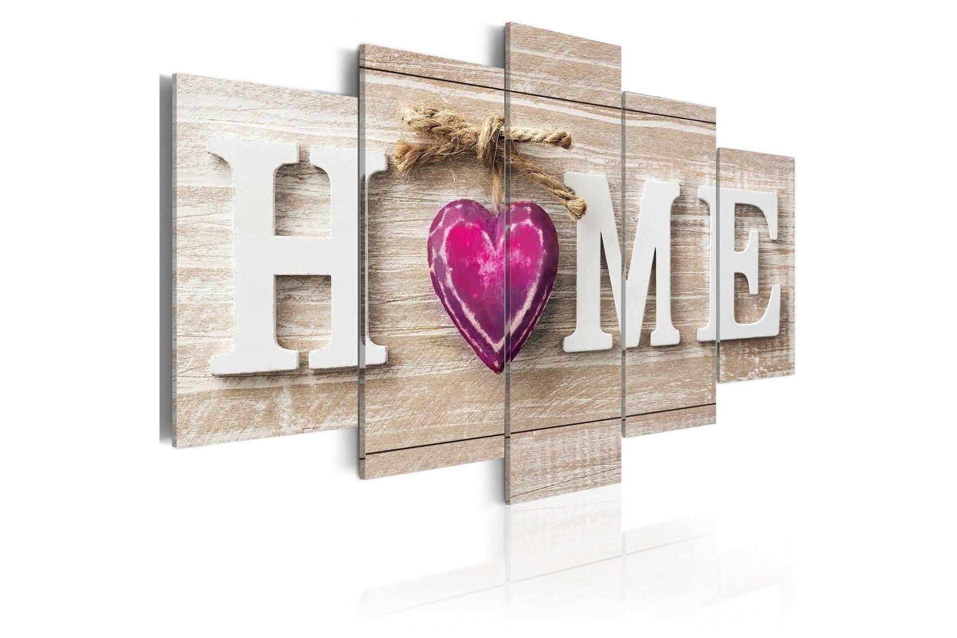Tavla Home Pink Heart 200x100 - Artgeist sp. z o. Canvastavlor Beige,Grå