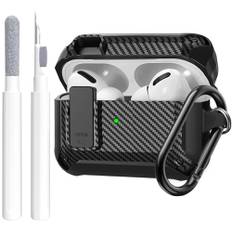 OTOPO für Airpods Pro 2 Hülle Case Verschlussdeckel mit Reinigungsset, Schutzhülle mit Reinigungsstift kompatibel mit Airpod Pro Case, Stoßfeste robuste Case für Air Pod Pro 2nd/1st Ladekoffer Schwarz